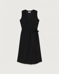 Amapola Sleeveless Wrap Dress Black Organic Cotton Size XL