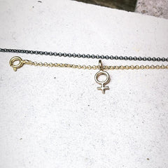 Minna Tiny Feminist Hoop Earring Silver or Bronze