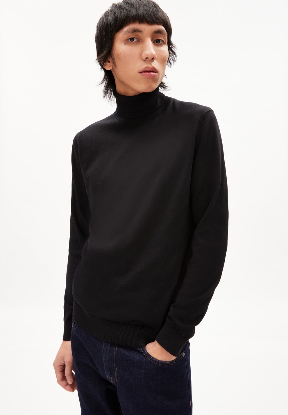 Glaan Knitted Turtleneck Sweater Black Organic Cotton