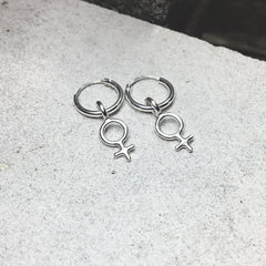 Minna Tiny Feminist Hoop Earring Silver or Bronze
